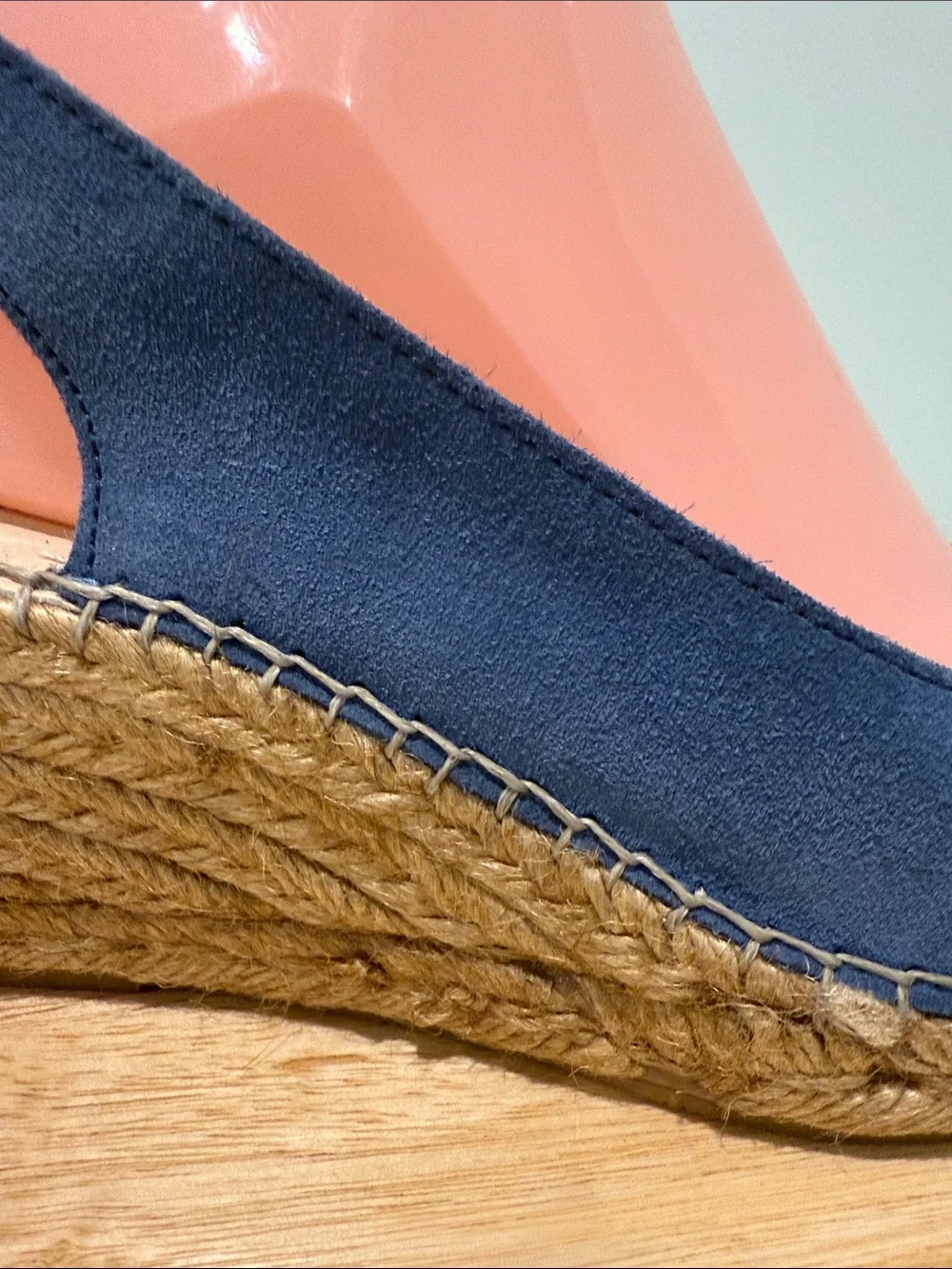 Fabiolas Blue Suede Leather Espadrille Wedge Slingback - Women's Size 38